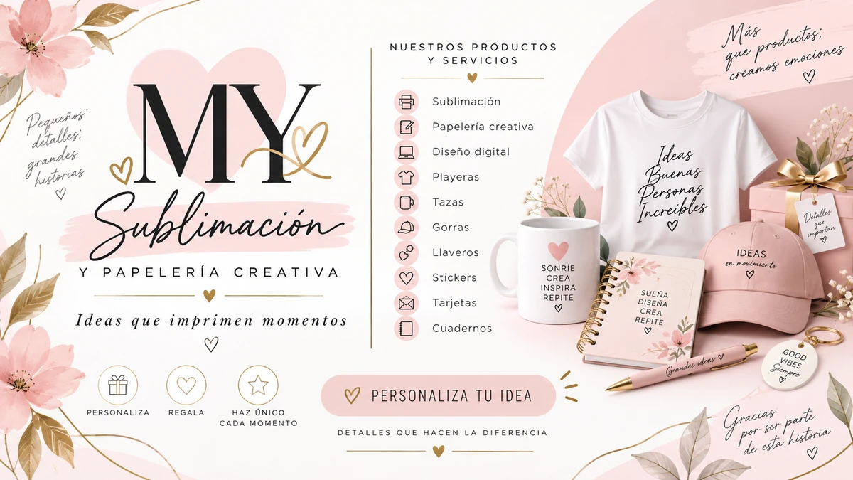 Imagen promocional general de tarjetas digitales y servicios de MY Sublimación y Papelería Creativa